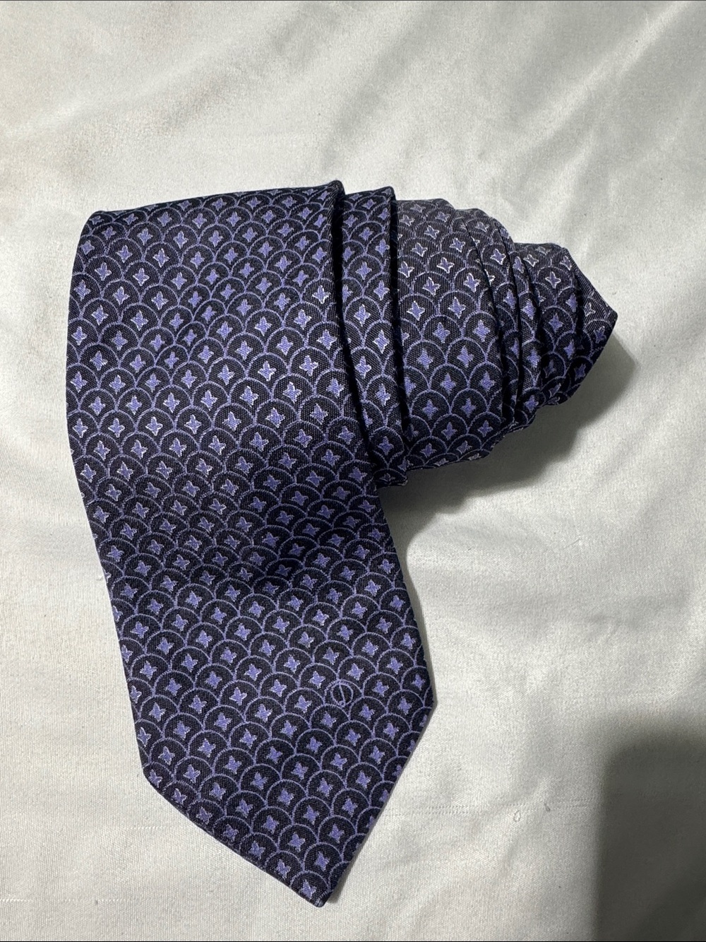 Dunhill 100% Silk Tie Navy Purple Geometric Pattern Luxury Designer Italian Made